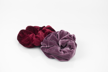 two color hair elastic bands isolated on white backgroundの写真素材