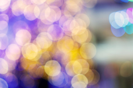 Abstract blurred bokeh colorful lights circle with copy space in the night day for pattern and background.の写真素材
