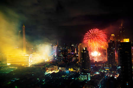 Bangkok, Thailand  01 January  2020 : Beautiful firework for New Year 2020 celebration night on Chao Phraya River in front of Icon Siam Department store the new travel destination at Bangkok Thailandのeditorial素材