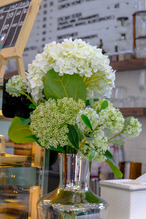 White Flower with Green leaf in The Jar for internal decoration. Look relax , comfortable and...