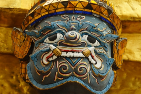 Demon Guardian and Architecture of Grand Palace, Bangkok, Thailandの写真素材