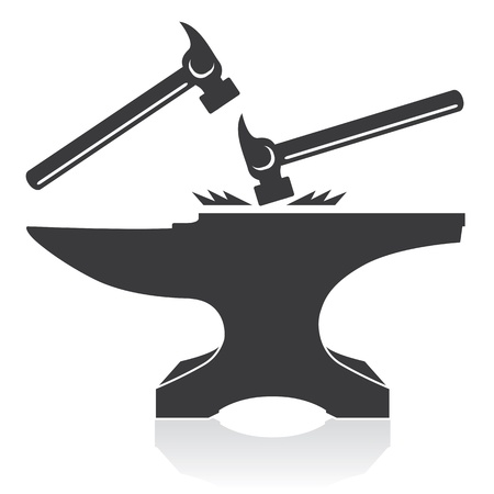 Anvil   Hammer; Construction Materials and Hand Tools のイラスト素材