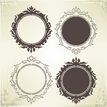 Vector Frame and Border on Vintage Backgroundのイラスト素材