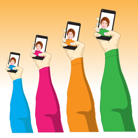 Selfie, Woman Taking Self Picture - Illustrationのイラスト素材