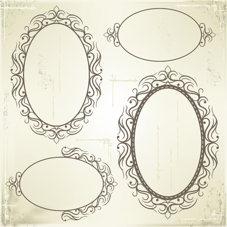 Vector Frame and Border on Vintage Backgroundのイラスト素材