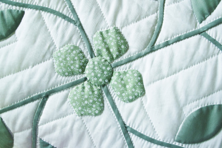 Thai Traditional Handmade Quilted Patchwork Bedspread Flower Patternの写真素材