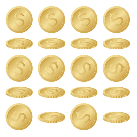 Collection Set of Gold Dollar Coins  Illustration のイラスト素材