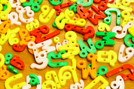 Random Colorful Plastic Thai Alphabet Letters の写真素材