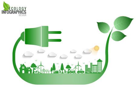 Abstract ecology connection electrical plug concept background .のイラスト素材