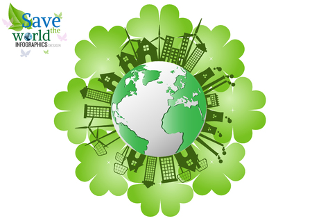 Ecology connection concept background .Vector infographic illustrationのイラスト素材