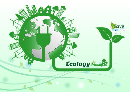 Ecology connection electrical plug concept background.のイラスト素材