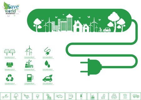 Ecology connection  concept background . infographic illustrationのイラスト素材