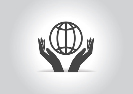Ecology earth globe in hands  icon.のイラスト素材