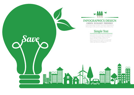Ecology connection bulb concept  background . Vector infographic illustrationのイラスト素材