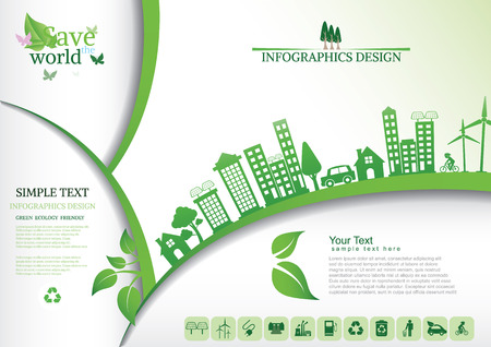 Ecology connection  concept background . Vector infographic illustrationのイラスト素材