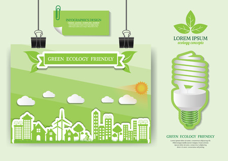 Ecology connection  concept background . Vector infographic illustrationのイラスト素材