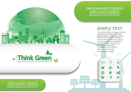Ecology connection  concept background . Vector infographic illustrationのイラスト素材
