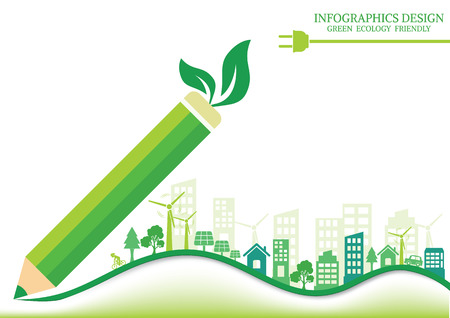 Ecology connection  concept background . Vector infographic illustrationのイラスト素材