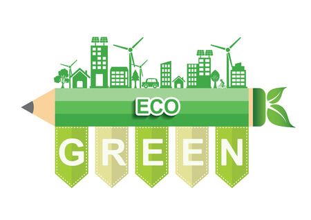 Ecology connection  concept background . Vector infographic illustrationのイラスト素材