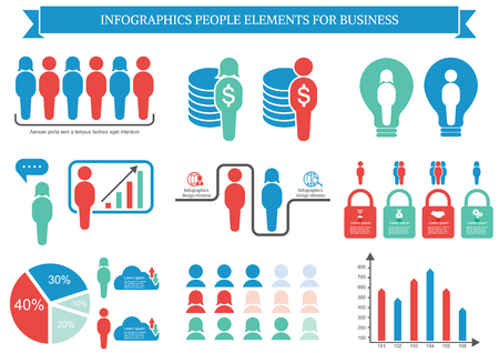 Collection of infographic people  elements for business.Vector illustrationのイラスト素材