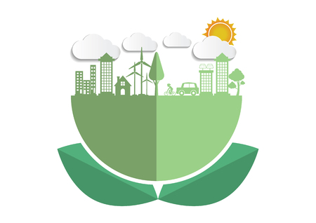 Ecology connection  concept background . Vector infographic illustrationのイラスト素材