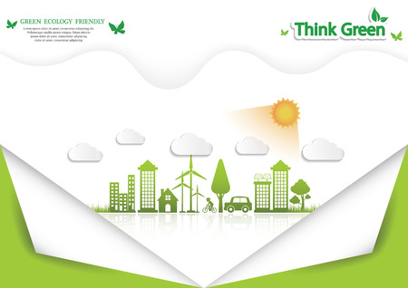 Ecology connection  concept background . Vector infographic illustrationのイラスト素材