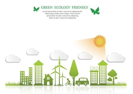 Ecology connection  concept background . Vector infographic illustrationのイラスト素材