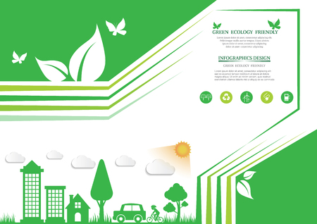 Ecology connection  concept background . Vector infographic illustrationのイラスト素材