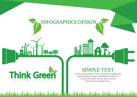 Ecology connection  concept background . Vector infographic illustrationのイラスト素材