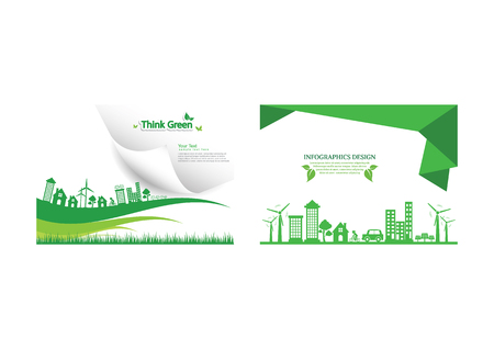 Ecology connection  concept background . Vector infographic illustrationのイラスト素材