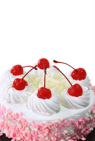 Milk Cake with cherry on the topの写真素材