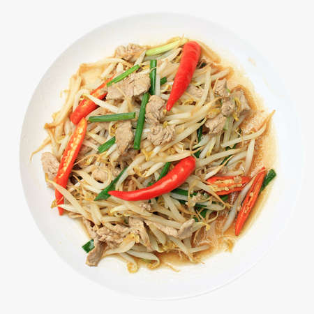 Stir-fried bean sprouts with porks