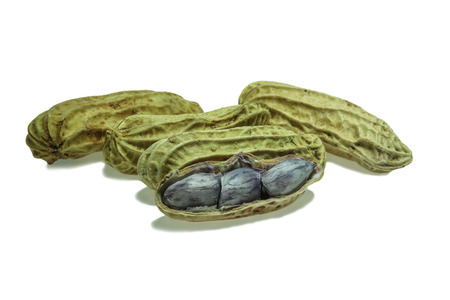 Boiled peanuts on white background