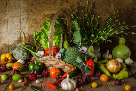 still life  Vegetables, Herbs and Fruit as ingredients in cooking.の写真素材