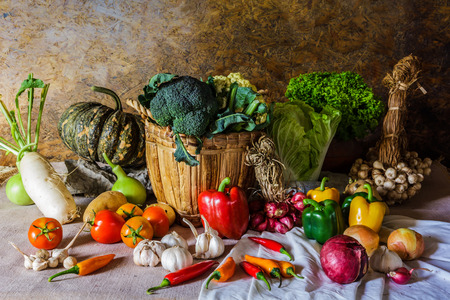 still life  Vegetables, Herbs and Fruit as ingredients in cooking.の写真素材