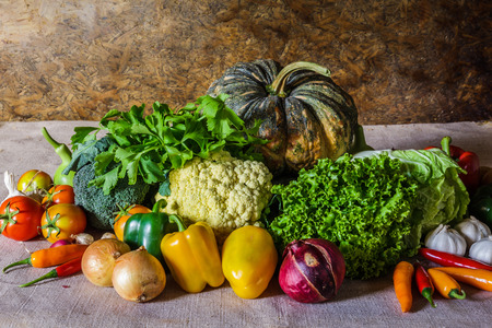 still life  Vegetables, Herbs and Fruit as ingredients in cooking.の写真素材