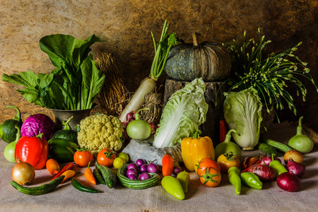 still life  Vegetables, Herbs and Fruit as ingredients in cooking.の写真素材