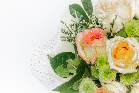 Still life with roses beautiful bouquet on  special day.の写真素材