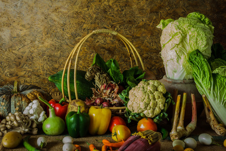 still life  Vegetables, Herbs and Fruits as ingredients in cooking.の写真素材