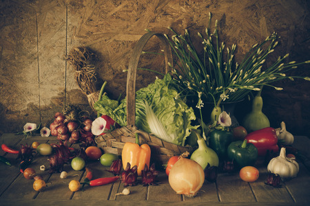 still life  Vegetables, Herbs and Fruit as ingredients in cooking.の写真素材