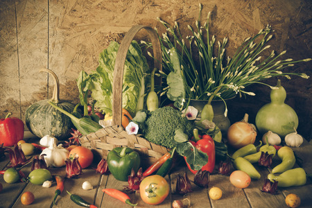 still life  Vegetables, Herbs and Fruit as ingredients in cooking.の写真素材