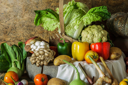 still life  Vegetables, Herbs and Fruits as ingredients in cooking.の写真素材