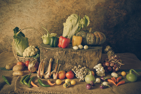still life  Vegetables, Herbs and Fruits as ingredients in cooking.の写真素材