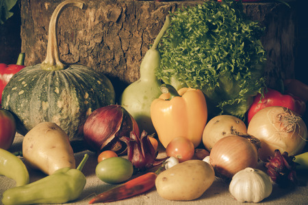 still life  Vegetables, Herbs and Fruit as ingredients in cooking.の写真素材
