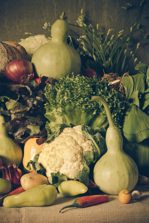 still life  Vegetables, Herbs and Fruit as ingredients in cooking.の写真素材