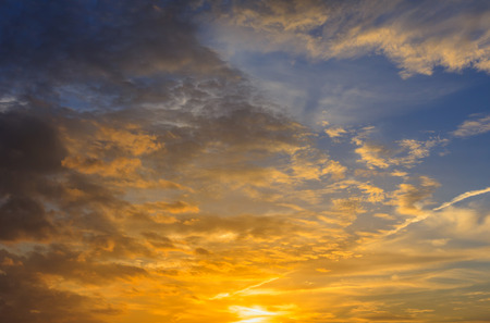 sunset with clouds  the sky is in beautiful dramatic colorの写真素材