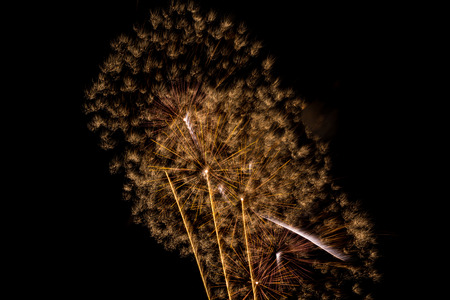 Brightly colorful fireworks a variety of colors in the sky at night and congratulated the festival.の写真素材