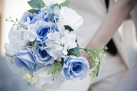 wedding theme, holding hands newlyweds a happy dayの写真素材
