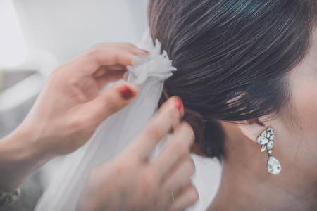 Bridal hairstyles to crown fashion accessories a symbol of marriageの写真素材