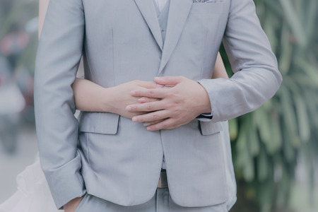 Bride and Groom Married embraced as a symbol of love and happiness.の写真素材
